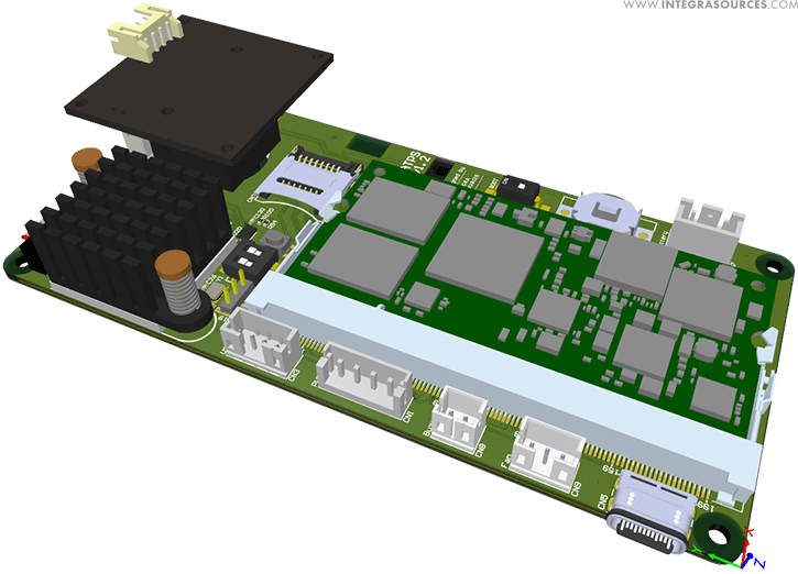 A 3D model of the main PCB for an aircraft towing system made in Altium Designer