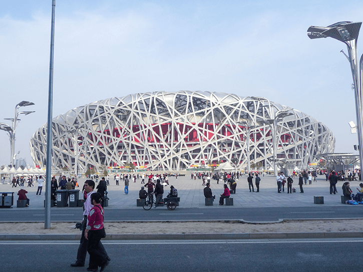 The Bird’s Nest Stadium in Beijing.