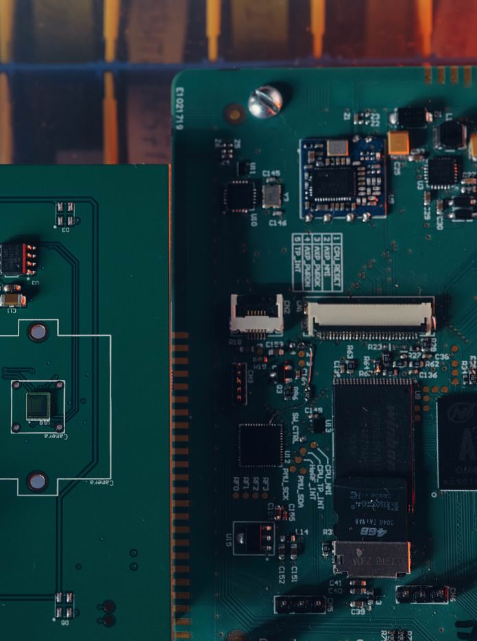 Two PCBs created within Integra Sources’ PCB design and layout services.