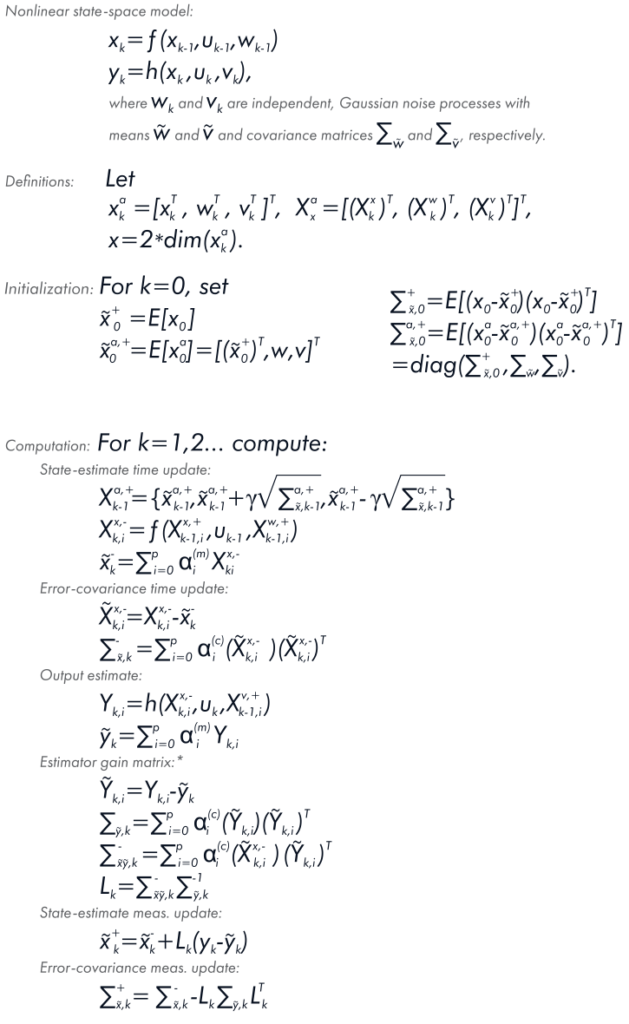 Battery's model adjustments are based on building the Kalman filter equation.