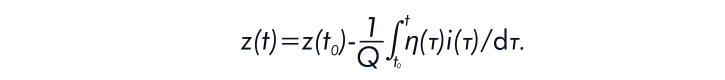 The equation of integration of the current charged or discharged for some time.