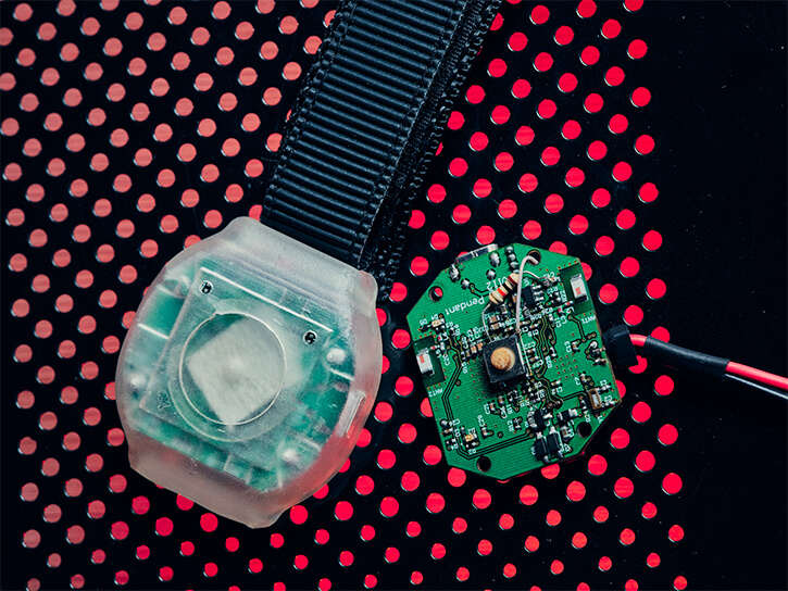 A prototype of a healthcare wearable device.