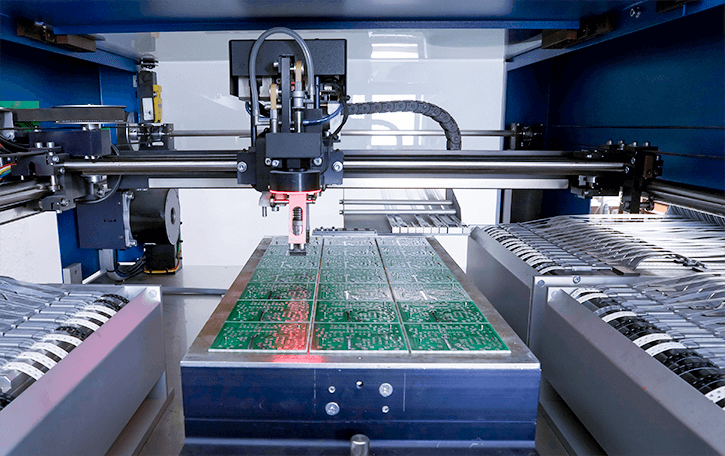 Printed Circuit Boards being manufactured at a factory.