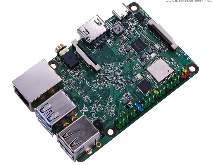 The Rock Pi 4B Plus single-board computer