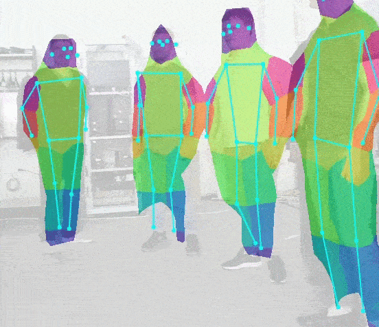 Four men seen by a computer vision system based on the OpenCV library.