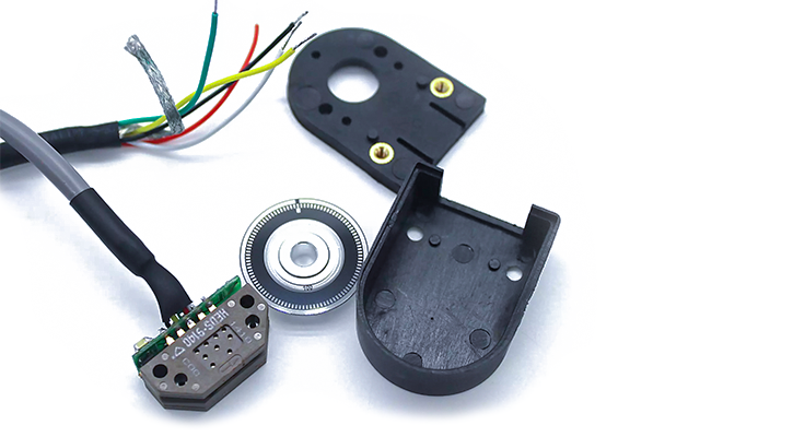 Disassembled digital quadrature encoder mounted on the rotor.