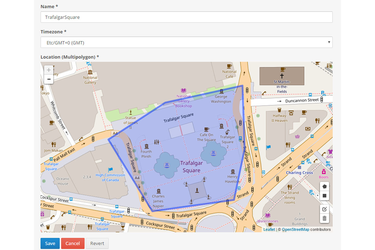 Geofence that can be managed via the web interface