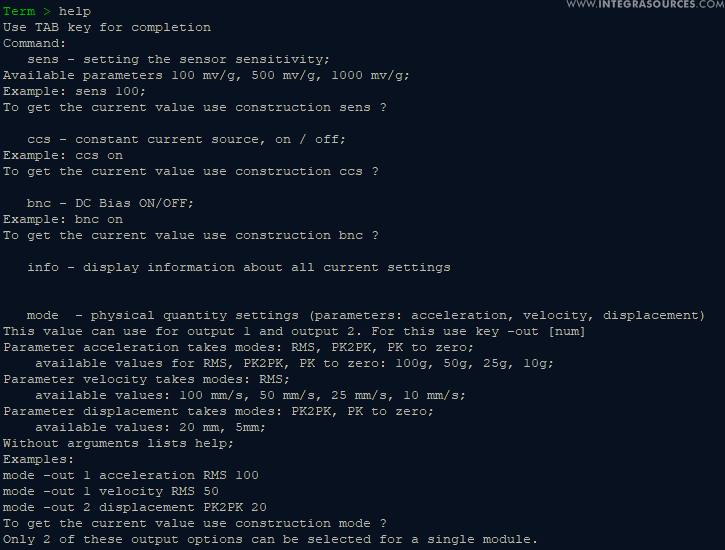 Outputs of the device are configurable via the console.