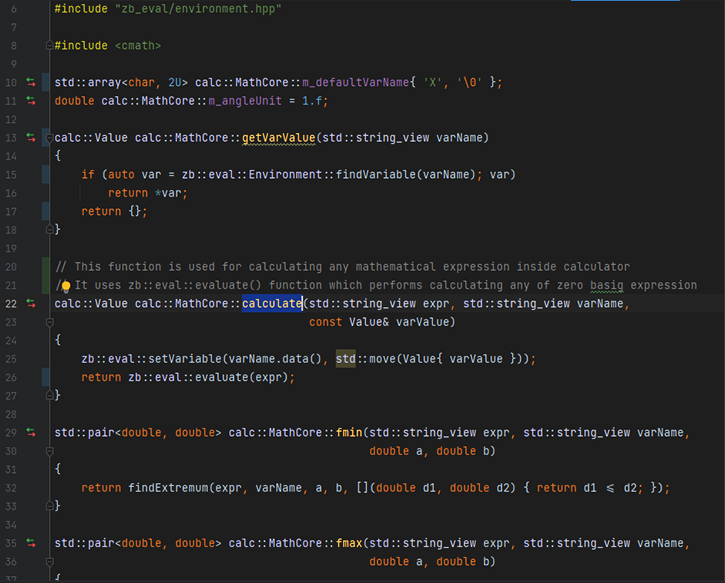 Piece of embedded firmware code that uses the Zero Basic compiler for calculating mathematical expressions.