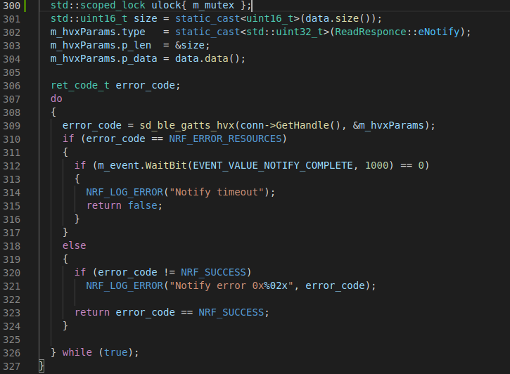 Piece of embedded firmware code that programs the device to buffer data packages before sending them to another device, which reduces energy consumption.