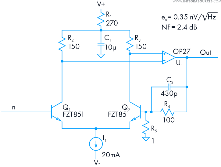 Discrete circuit design of a preamp for an MC Phono Cartridge