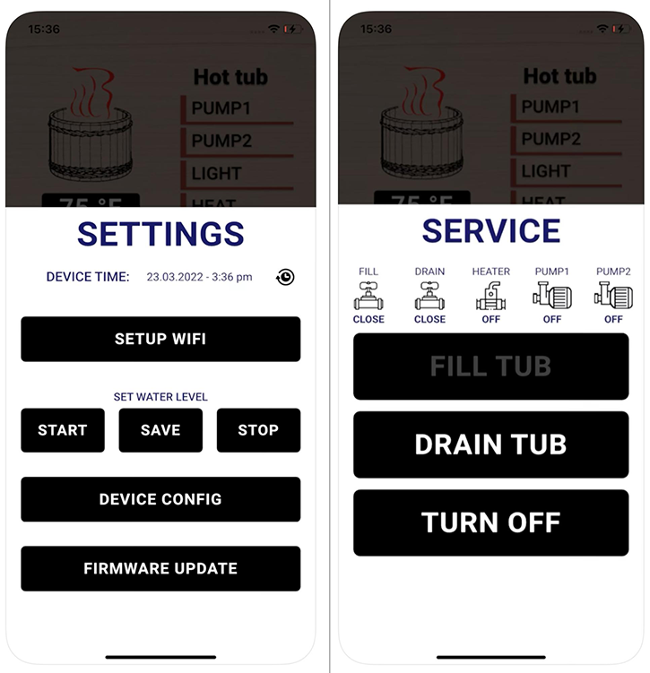 The first version of the Hot Tub application (iOS platform, App Store screenshot)